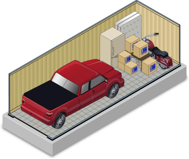 10x30 storage unit with truck